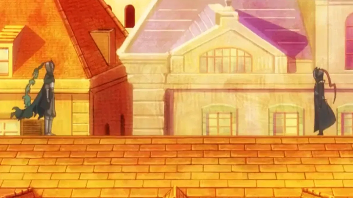 Season 1 somehow transformed its final romantic conflict into Batman fighting bootleg Batman on a rooftop.