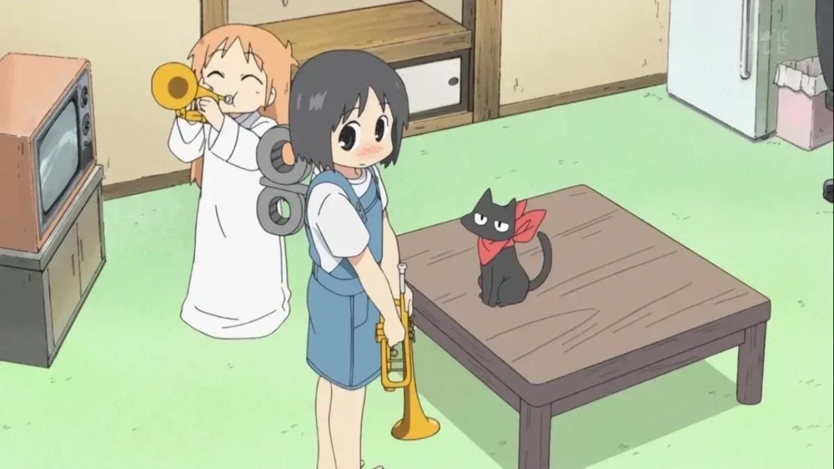 The most wholesome household in anime. A child genius, a robot girl, and a talking cat with an attitude problem