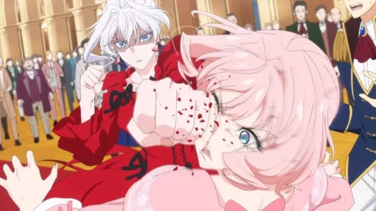 Scarlet punching Terenezza in the ballroom